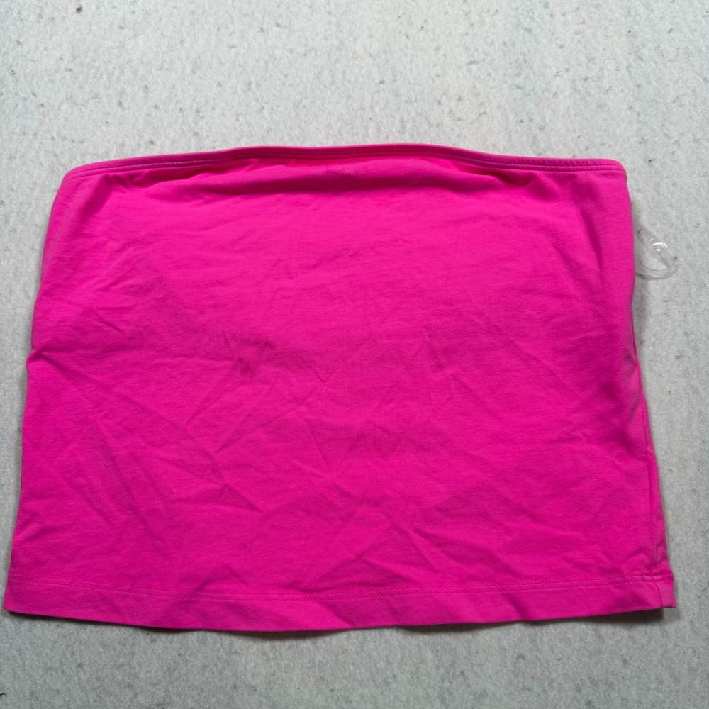 PINK Victoria's Secret Neon Pink Strapless Tube Top Medium Logo Plaque